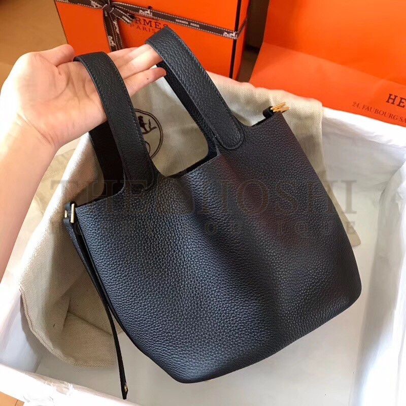 H**me5 Black Picotin Lock PM 18cm Handmade Bag Master Quality