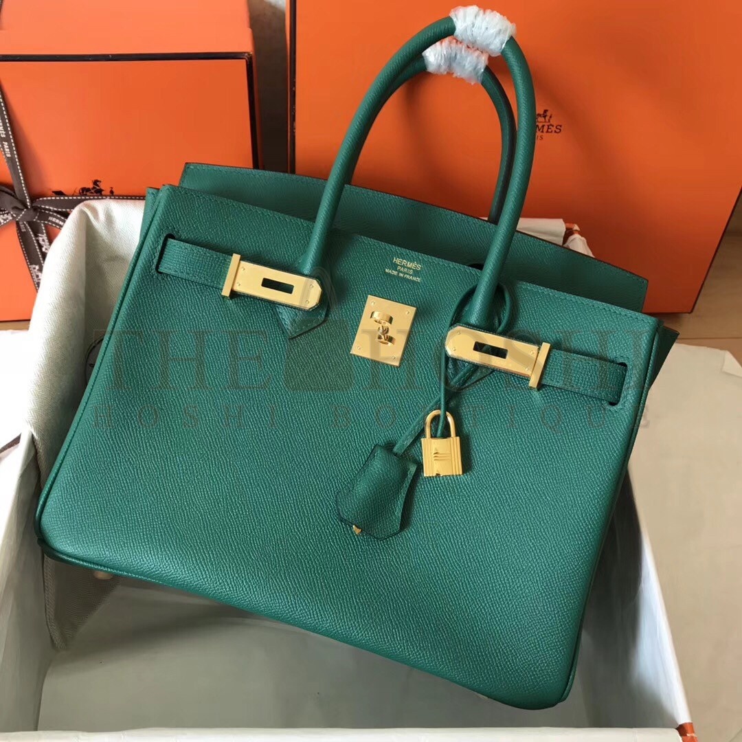 H**me5 Malachite Birkin 30cm Epsom Handmade Bag Master Quality
