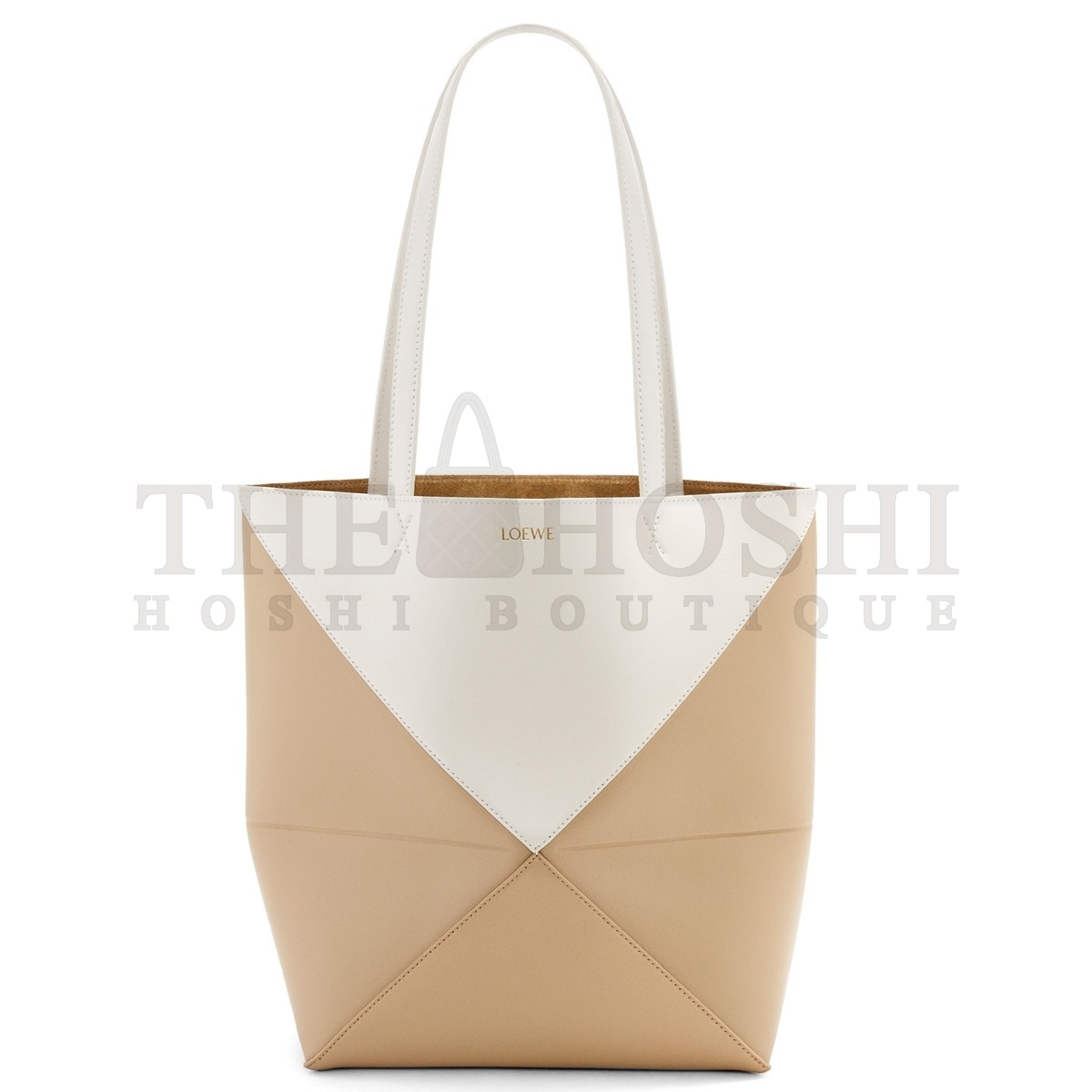 L0ew* Medium Puzzle Fold Tote Bag in White/Beige Calfskin Master Quality