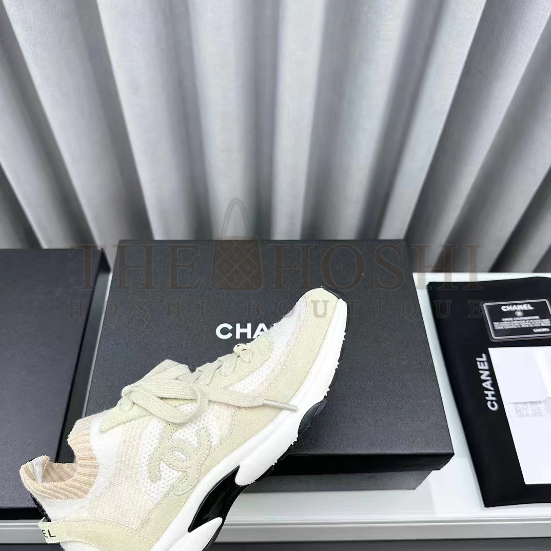Ch**el Women CC Sneakers Knit Suede Calfskin Ivory Master Quality
