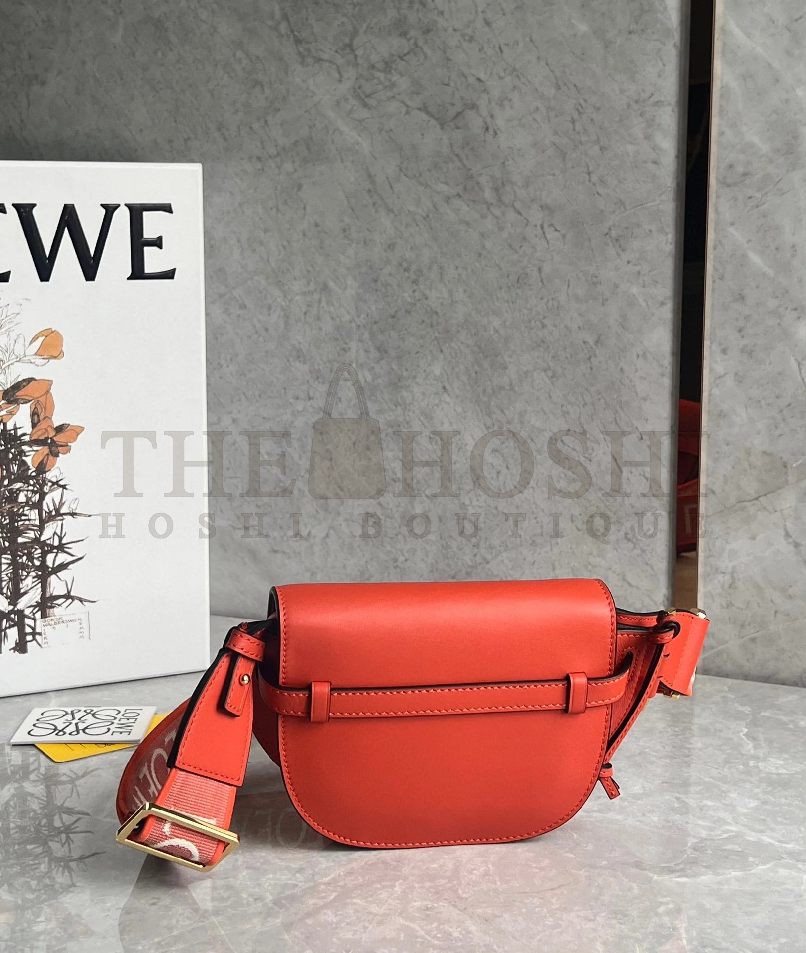L0ew* Gate Dual Mini Bag in Sunrise Orange Calfskin Master Quality