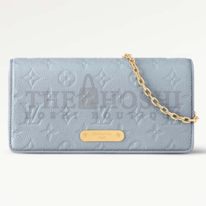 L0vis Vvtt0n LV Women Wallet On Chain Lily Blue Hour Monogram Empreinte Embossed S*pple Grained Cowhide Leather Master Quality