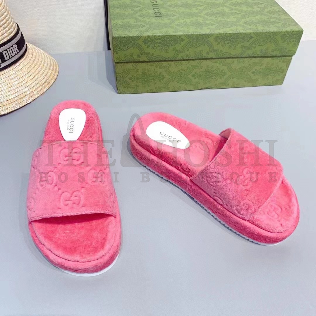 Gvc*1 Unisex G2 Platform Sandals Pink G2 Cotton Sponge Rubber Sole 3 Cm Heel Master Quality