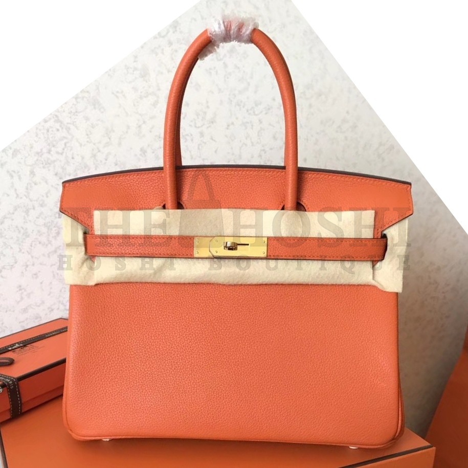 H**me5 Orange Birkin 30cm Clemence Handmade Bag Master Quality