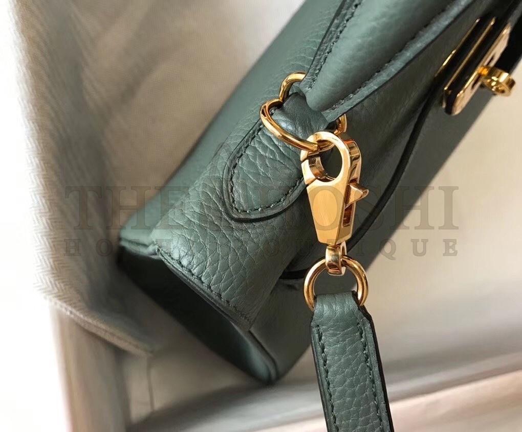 H**me5 Kelly 25cm Retourne Bag In Vert Amande Clemence Leather Master Quality
