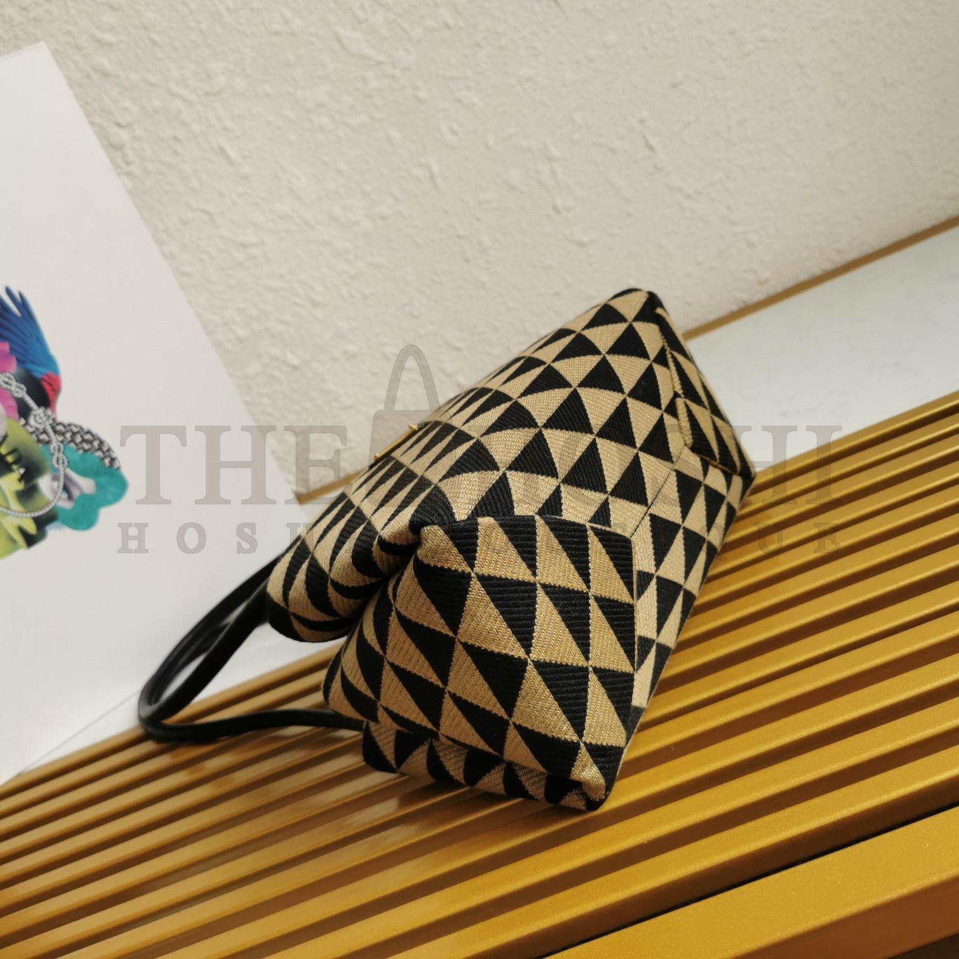 Pra*a S*pernova Small Shoulder Bag In Black/Beige Fabric Master Quality