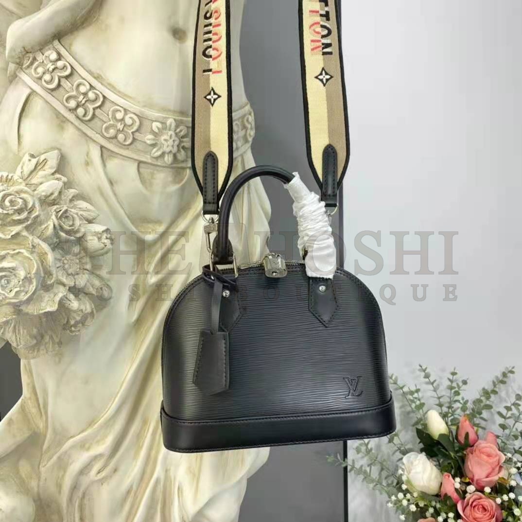 L0vis Vvtt0n LV Women Alma BB Handbag Black Epi Grained Cowhide Leather Master Quality