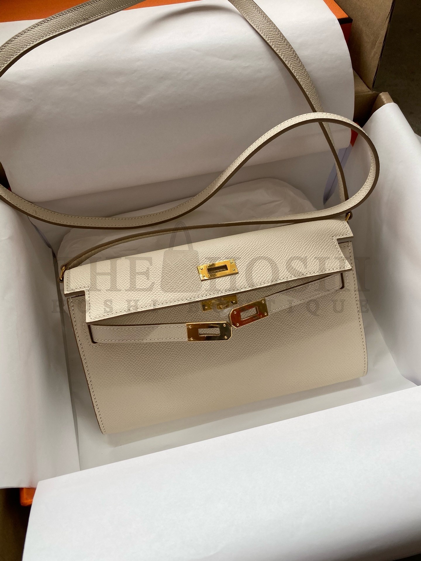 H**me5 Kelly Classique To Go Wallet in Craie Epsom Calfskin Master Quality