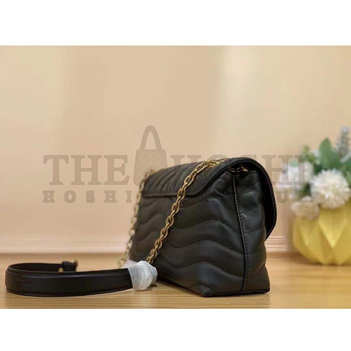 L0vis Vvtt0n LV Women New Wave Chain Bag MM Handbag Black Smooth Cowhide Master Quality