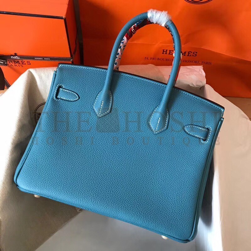 H**me5 Blue Jean Birkin 30cm Clemence Handmade Bag Master Quality