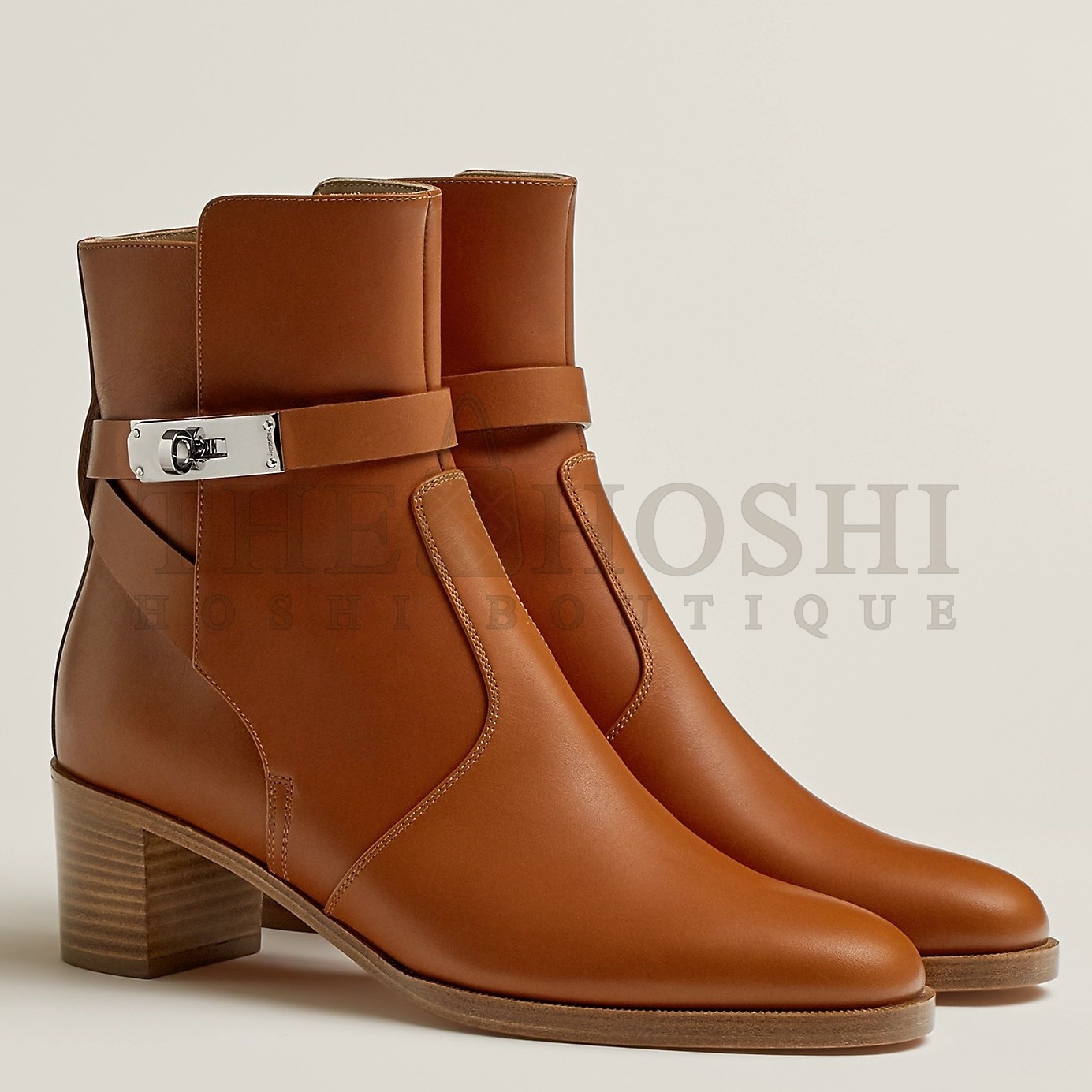 H**me5 Frenchie 50mm Ankle Boots In Brown Calfskin Master Quality