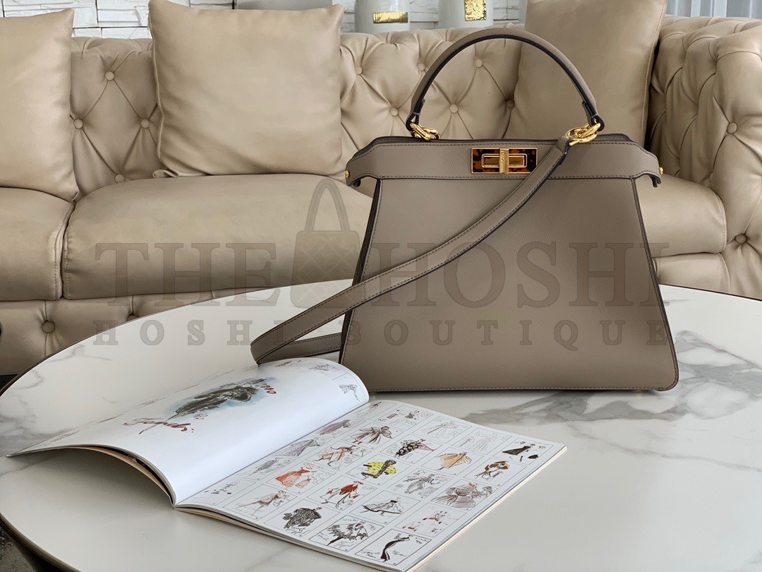 F**di Peekaboo ISeeU Medium Bag In Grey Calfskin Master Quality