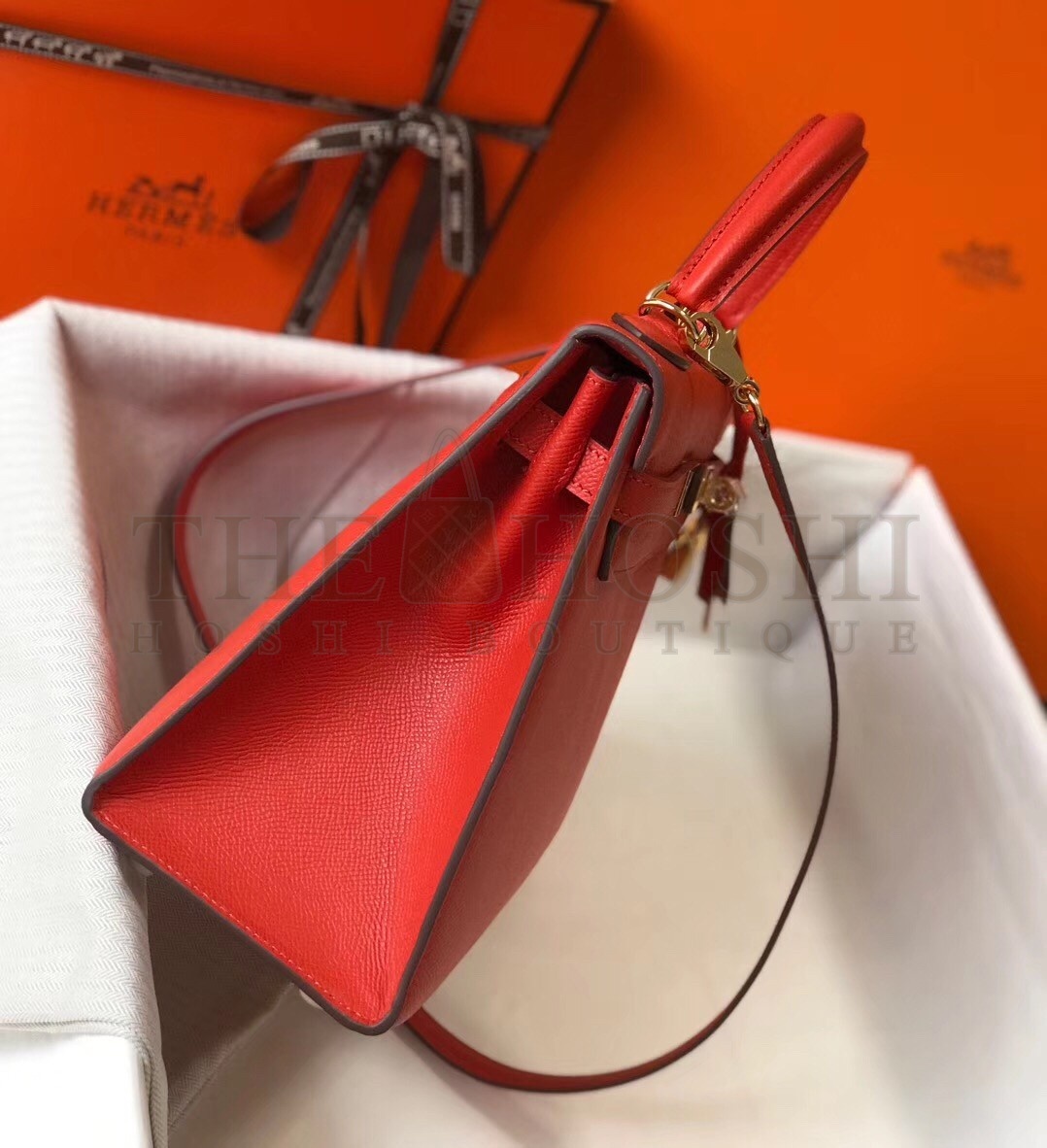 H**me5 Kelly 28cm Sellier Bag In Red Epsom Leather Master Quality