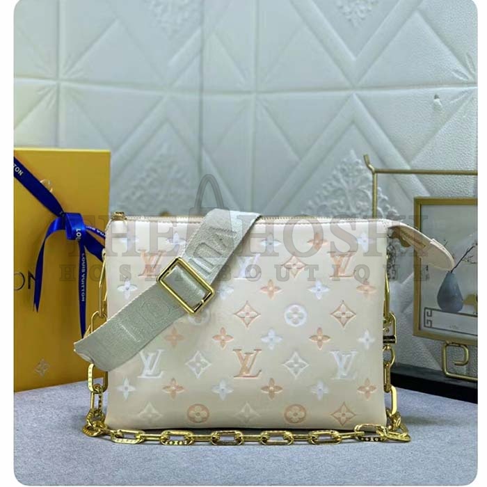 L0vis Vvtt0n LV Women Coussin PM Handbag Crème Beige Lambskin Cowhide Leather Master Quality