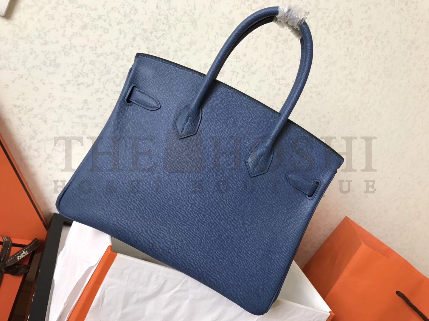H**me5 Blue Jean Birkin 30cm Epsom Handmade Bag Master Quality