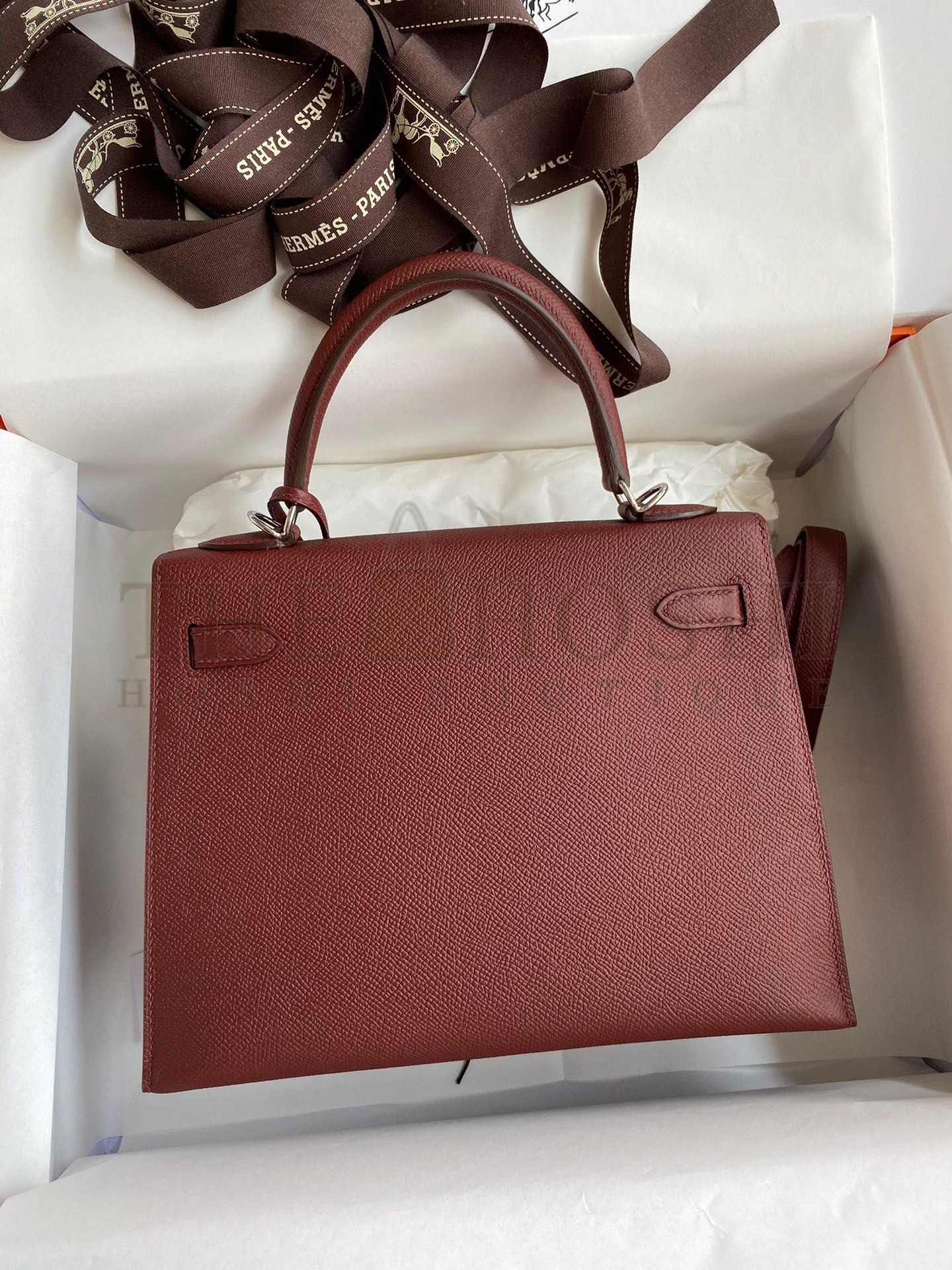 H**me5 Epsom Kelly 25cm Sellier Handmade Bordeaux Baga Master Quality