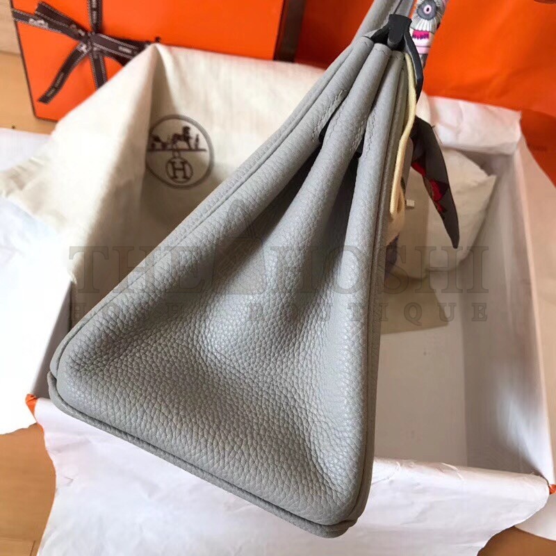 H**me5 Pearl Grey Birkin 30cm Clemence Handmade Bag Master Quality