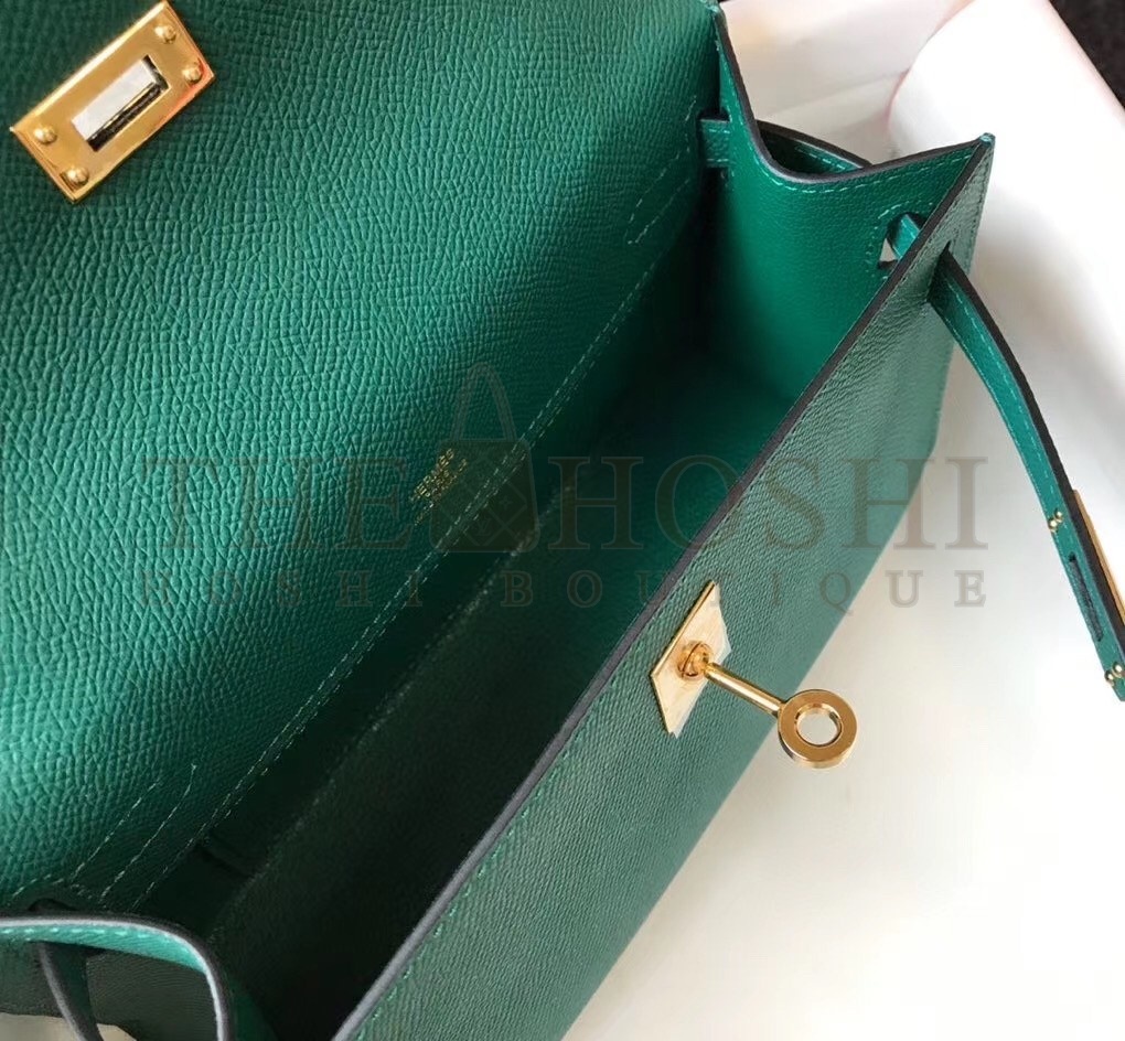 H**me5 Kelly Pochette Bag In Vert Veronese Epsom Leather Master Quality