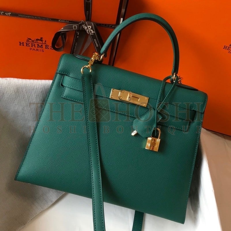 H**me5 Kelly 28cm Sellier Bag in Malachite Epsom Calfskin GHW Master Quality