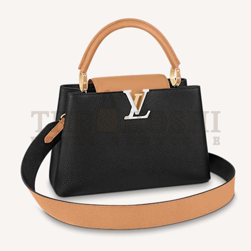 L0vis Vvtt0n LV Women Capucines MM Handbag Black Gold Arizona Taurillon Leather Master Quality