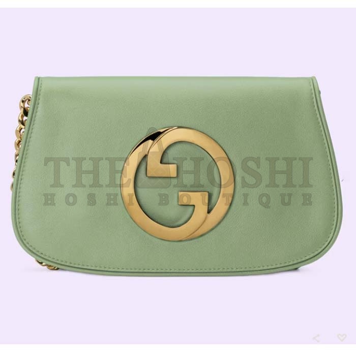 Gvc*1 Women GG Blondie Shoulder Bag Green Leather Round Interlocking G Master Quality