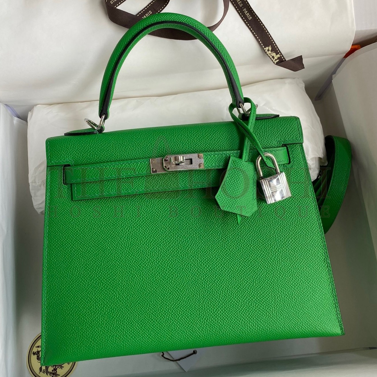 H**me5 Epsom Kelly 25cm Sellier Handmade Bambou Bag Master Quality