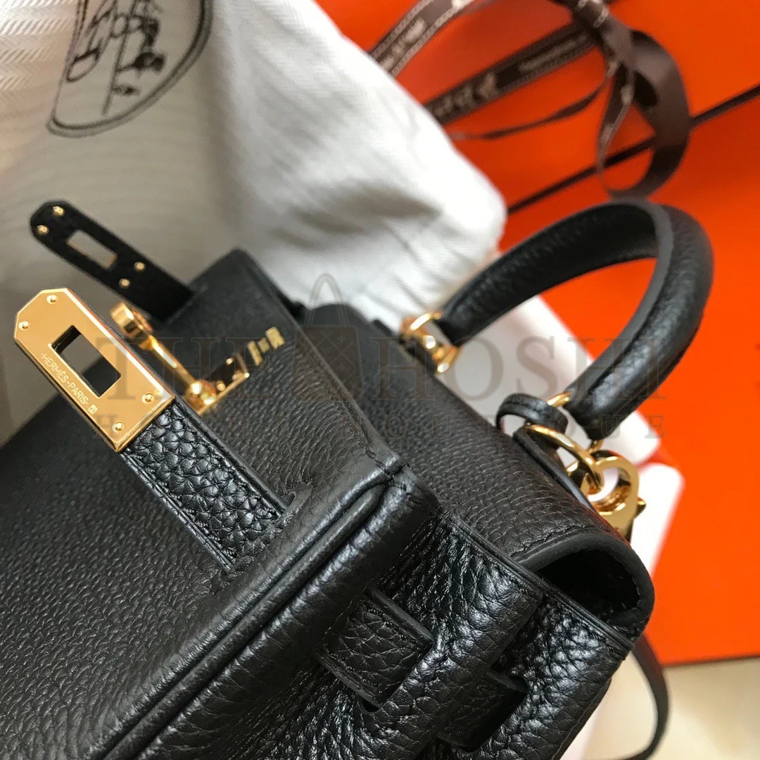 H**me5 Kelly 20cm Bag In Black Clemence Leather GHW Master Quality