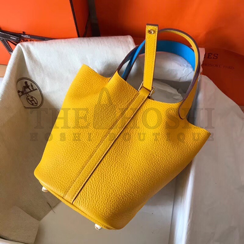 H**me5 Bicolor Picotin Lock MM 22cm Yellow Bag Master Quality