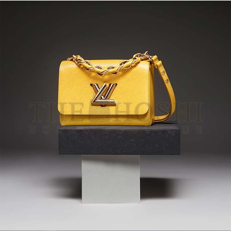 L0vis Vvtt0n LV Women Twist MM Handbag Sunflower Yellow Epi Grained Cowhide Leather Master Quality
