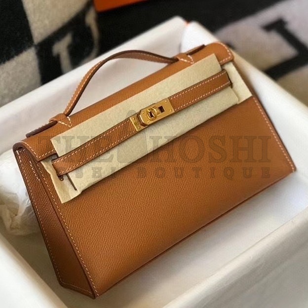 H**me5 Kelly Pochette Bag In Gold Epsom Leather Master Quality