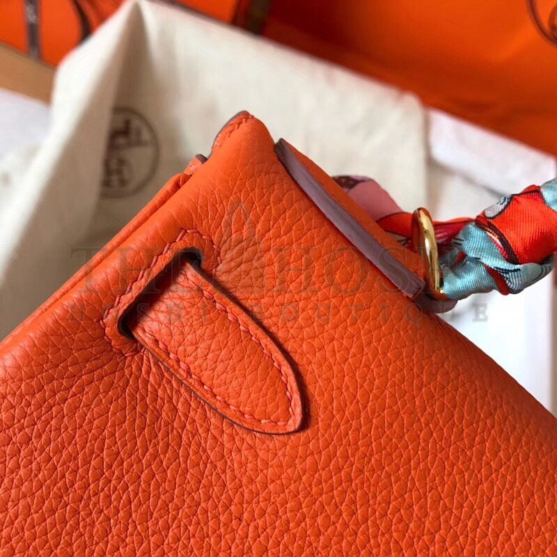 H**me5 Orange Clemence Kelly 28cm Handmade Bag Master Quality