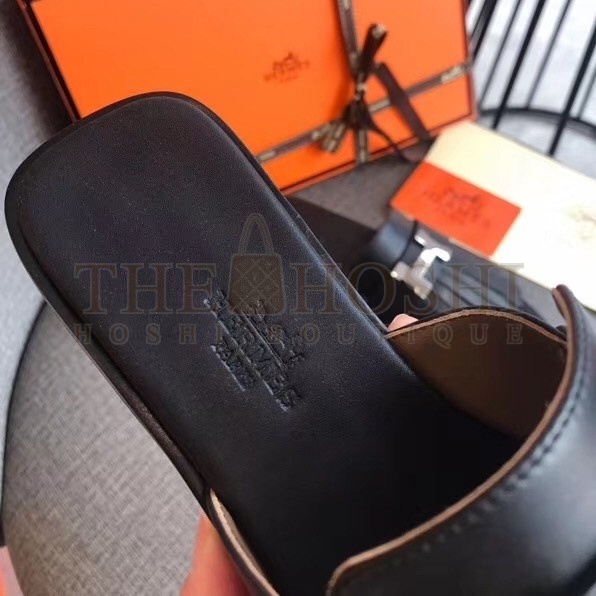 H**me5 Auteuil Sandals In Black Calfskin Master Quality