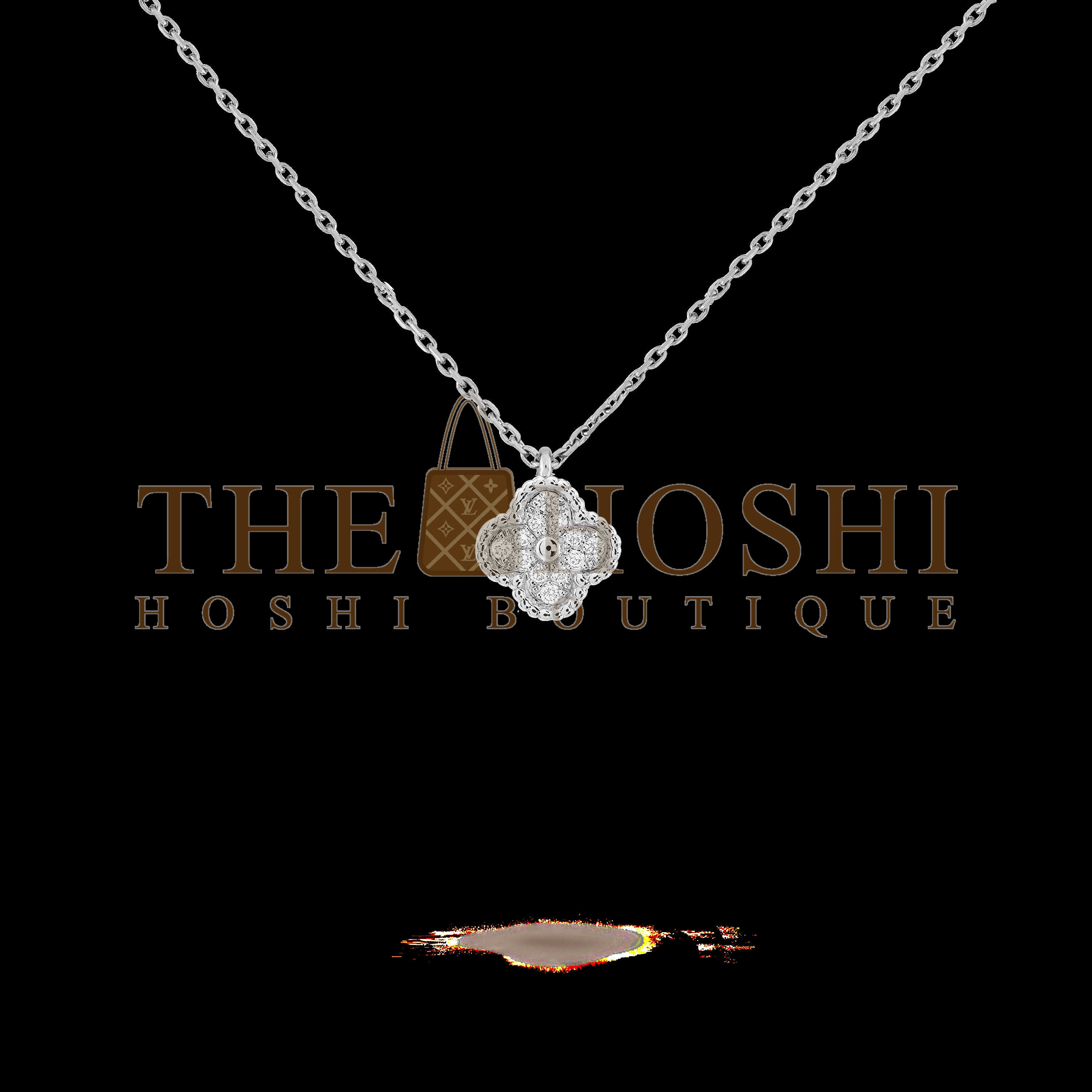 V*n Cl**f & Arpels white mother-of-pearl four-leaf clover necklace with D1am0nds, Sweet Alhambra pendant Master Quality