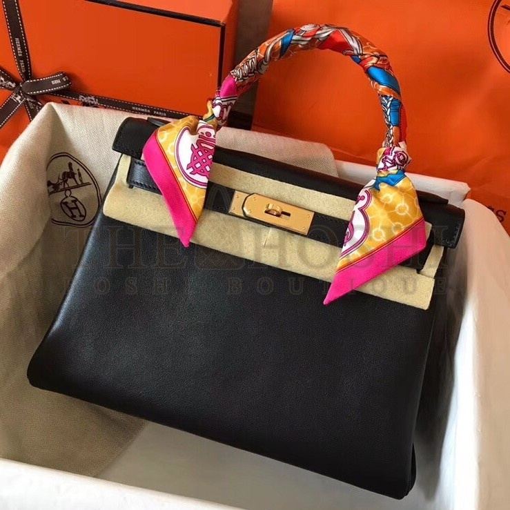 H**me5 Black Swift Kelly 28cm Handmade Bag Master Quality