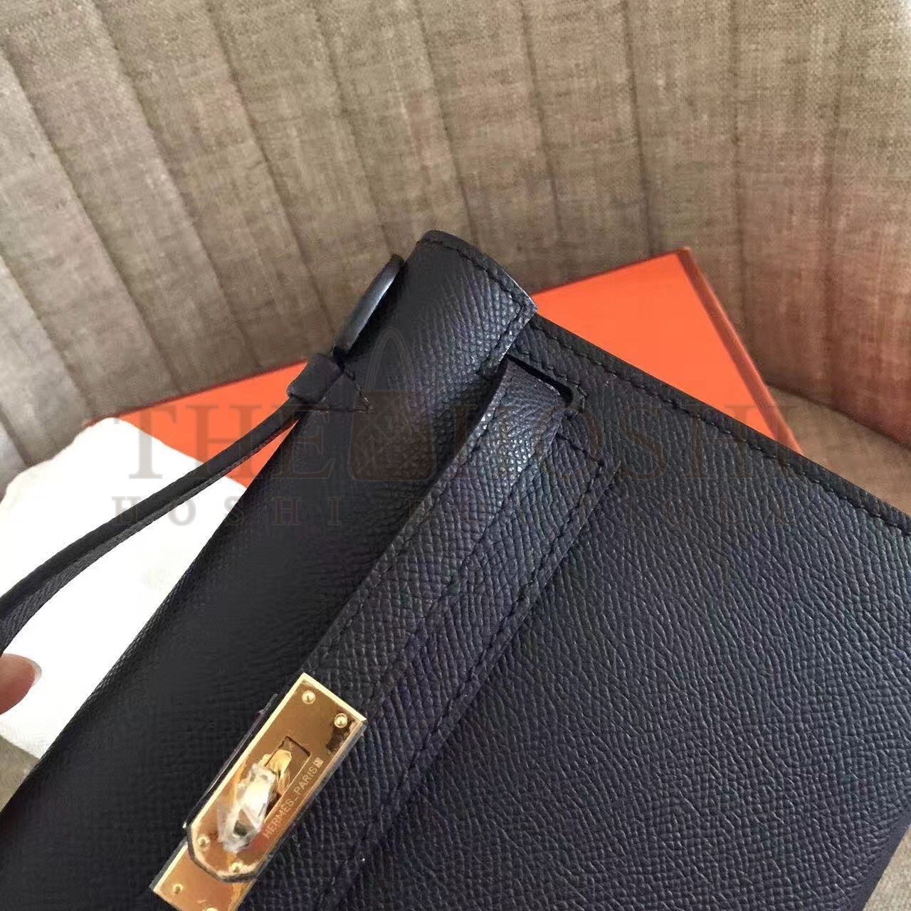 H**me5 Black Kelly Pochette Epsom Handmade Bag Master Quality