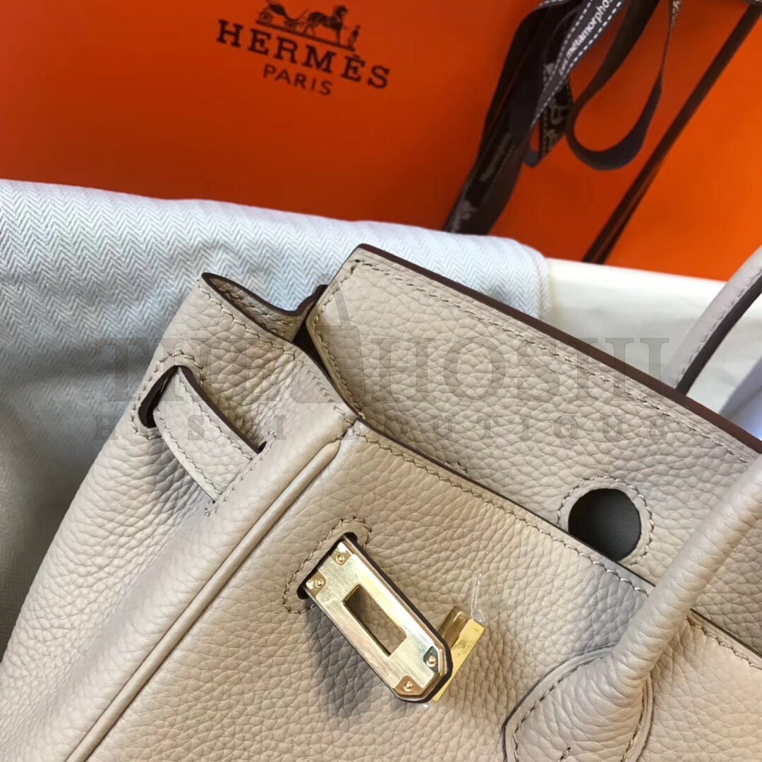 H**me5 Birkin 25 Bag In Beige Clemence Leather with GHW Master Quality
