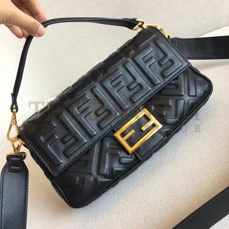 F**di Women Baguette Chain Mini Black Nappa Leather Bag Master Quality