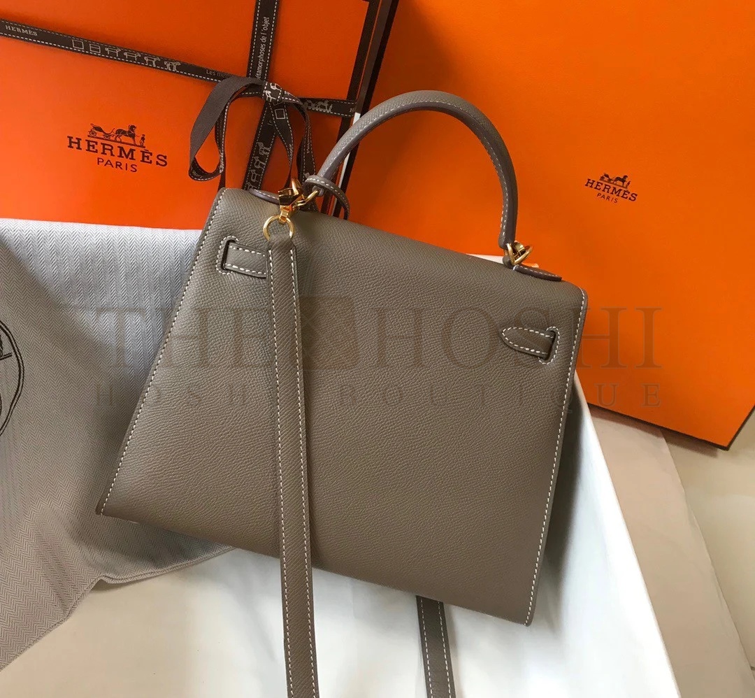 H**me5 Kelly 25cm Sellier Bag in Taupe Epsom Calfskin GHW Master Quality