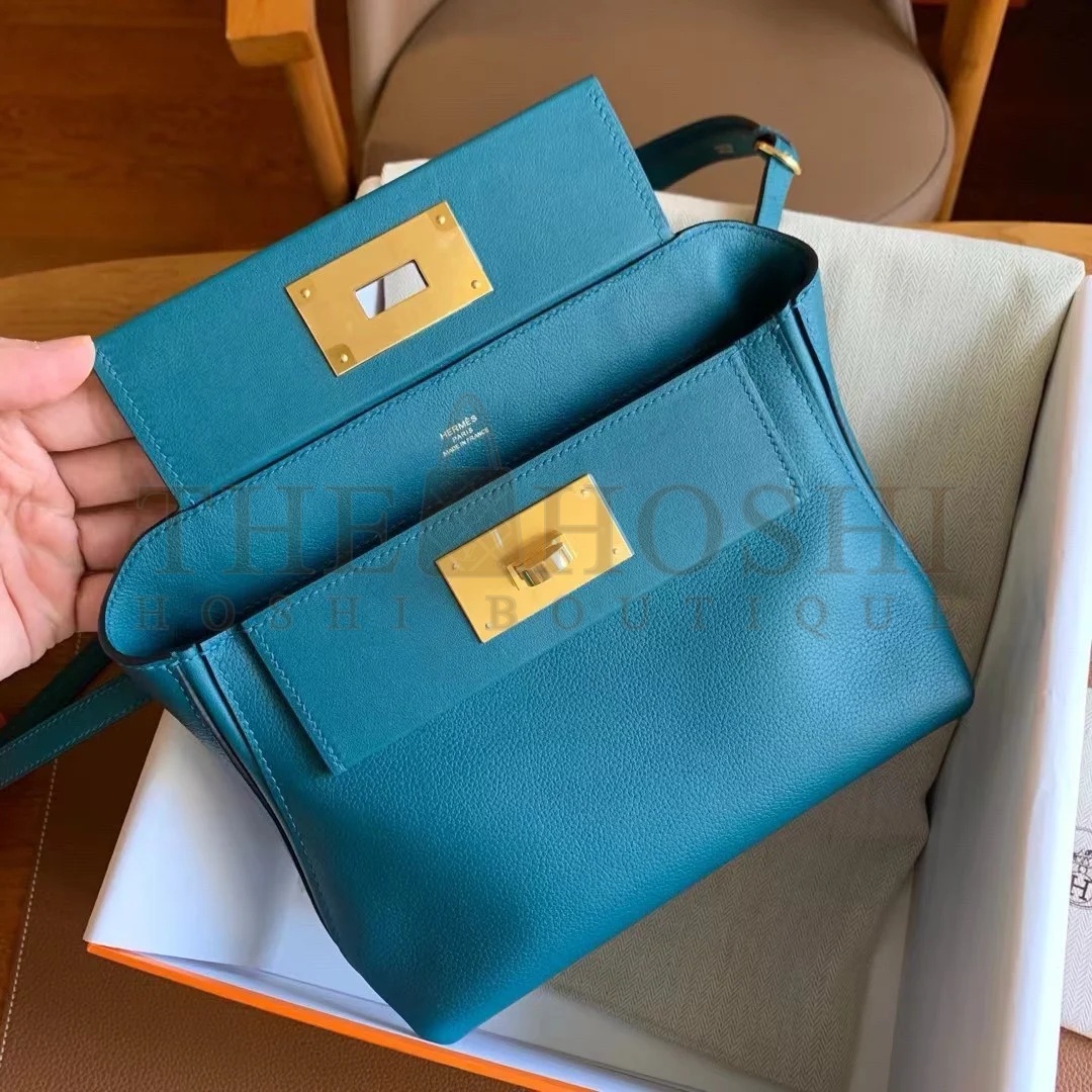 H**me5 24/24 Mini 21 Handmade Bag in Vert Bosphore Evercolor Leather Master Quality