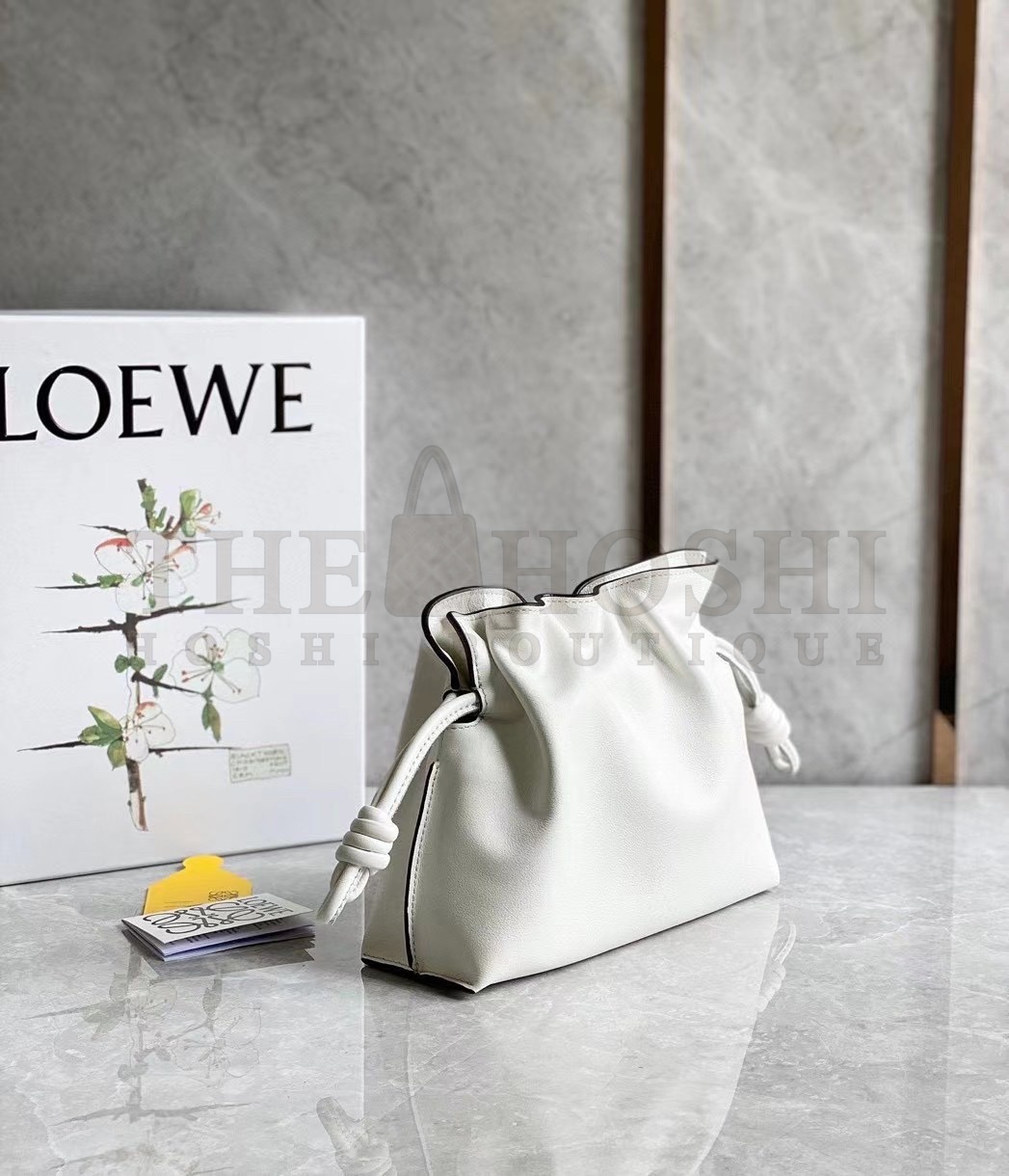 L0ew* Mini Flamenco Clutch Bag In White Calfskin Master Quality