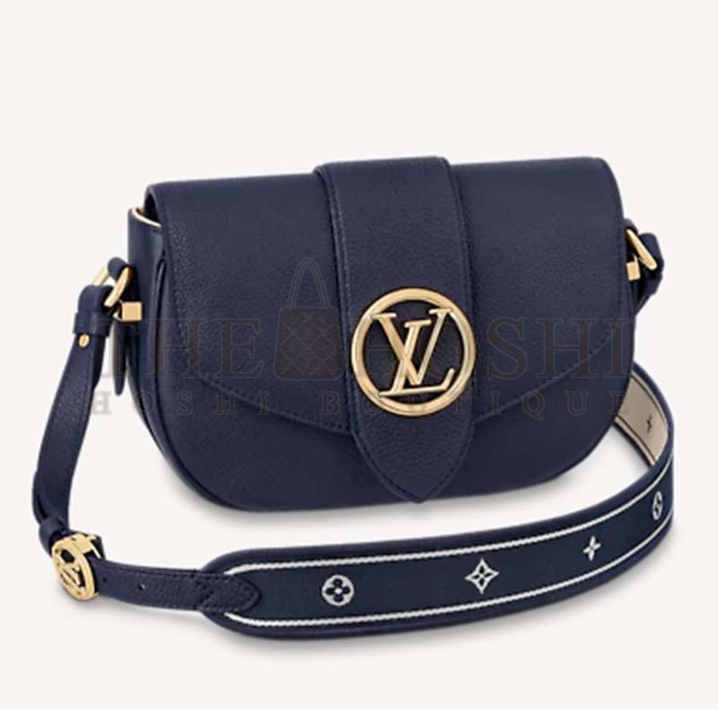 L0vis Vvtt0n LV Women Pont 9 Soft MM Handbag Blue Grained Calfskin Master Quality
