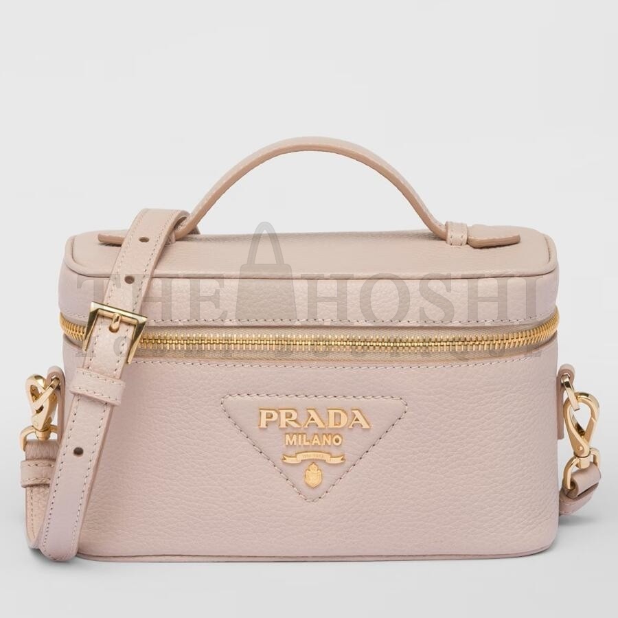Pra*a Mini Vanity Bag in Light Pink Grained Leather Master Quality