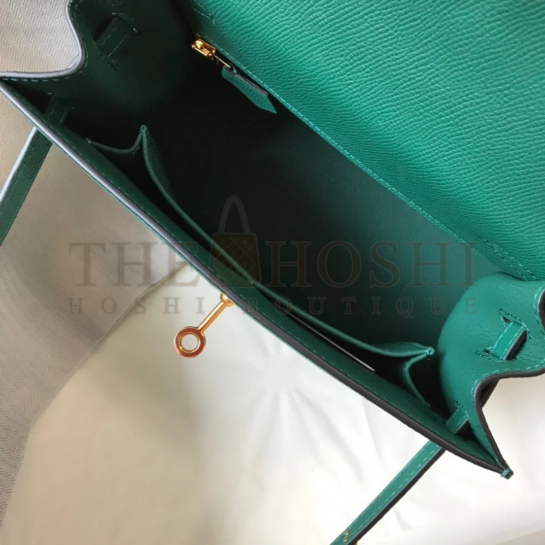 H**me5 Kelly 25cm Sellier Bag in Malachite Epsom Calfskin GHW Master Quality