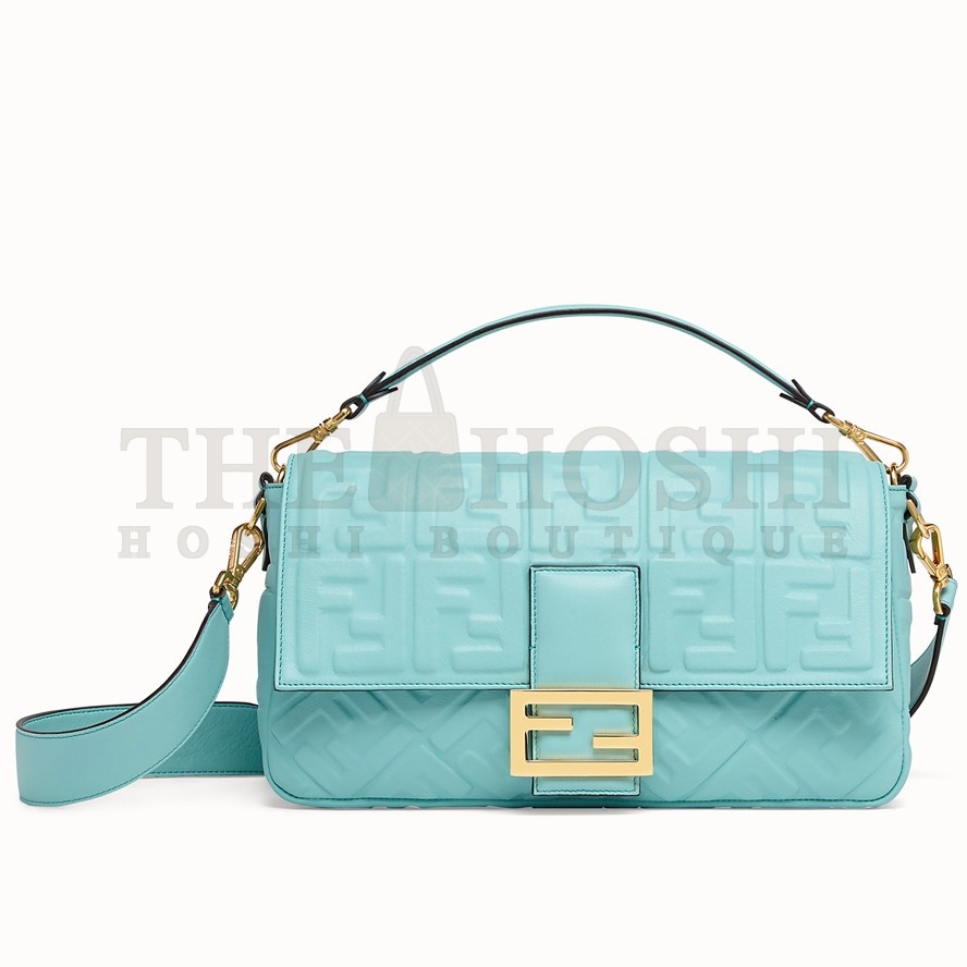 F**di Large Baguette Bag In Blue FF Nappa Leather Master Quality