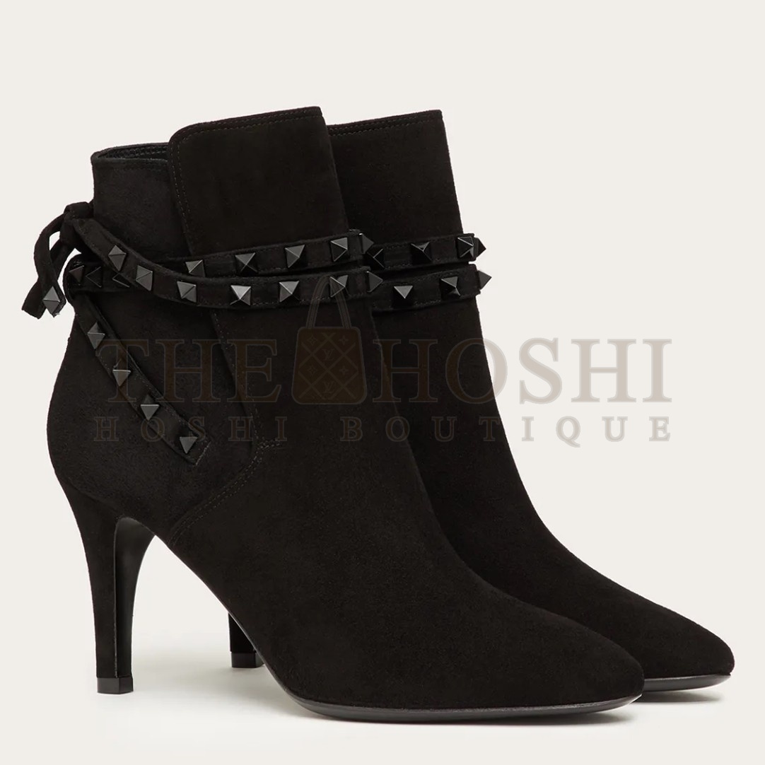 Va1e*ntin0 Rockstud Flair 85MM Ankle Boots In Black Suede Master Quality