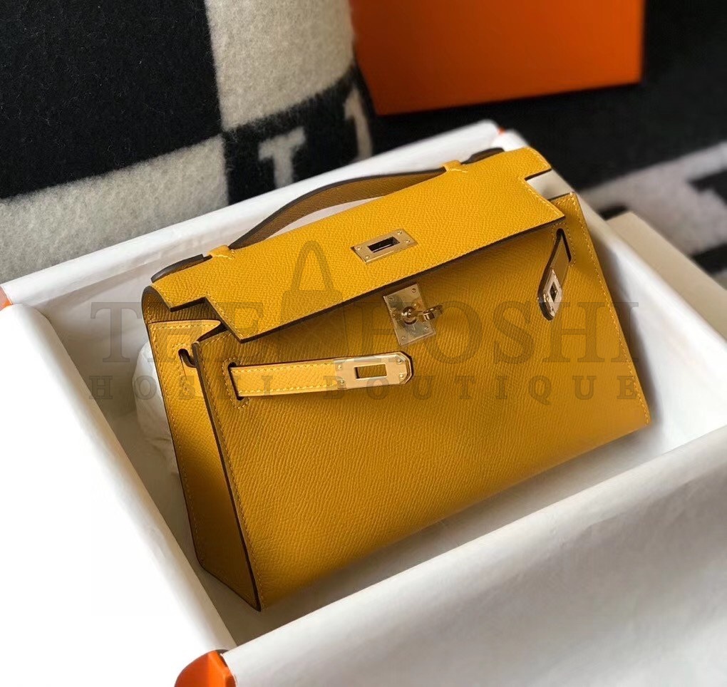 H**me5 Kelly Pochette Bag In Yellow Epsom Leather Master Quality