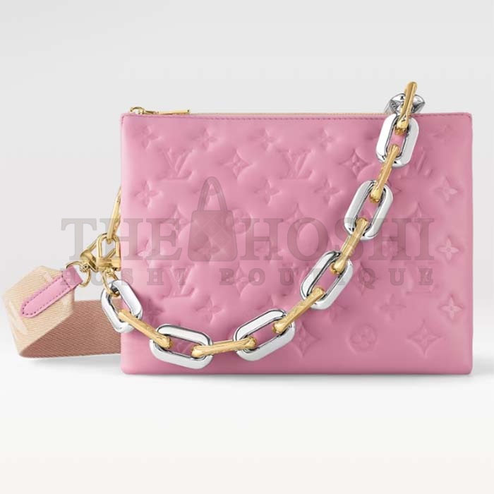 L0vis Vvtt0n LV Women Coussin PM Handbag Rose Bonbon Pink Lambskin Cowhide Leather Master Quality