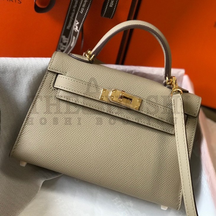 H**me5 Kelly Mini II Sellier Bag In Tourterelle Epsom Leather GHW Master Quality