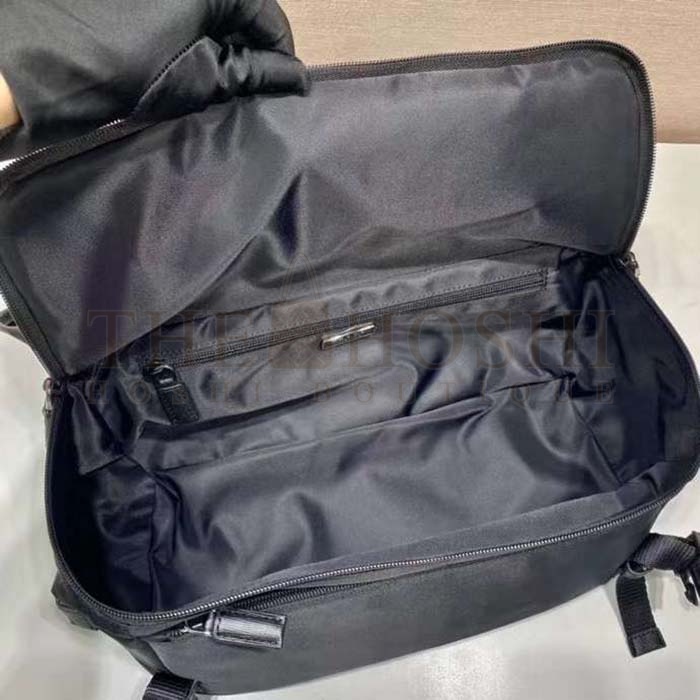 Pra*a Unisex Re-Nylon Saffiano Leather Shoulder Bag Black Fabric Flap Master Quality