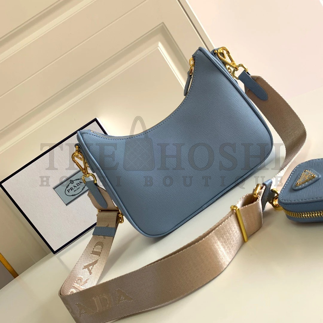 Pra*a Re-Edition 2005 Shoulder Bag In Blue Saffiano Leather Master Quality